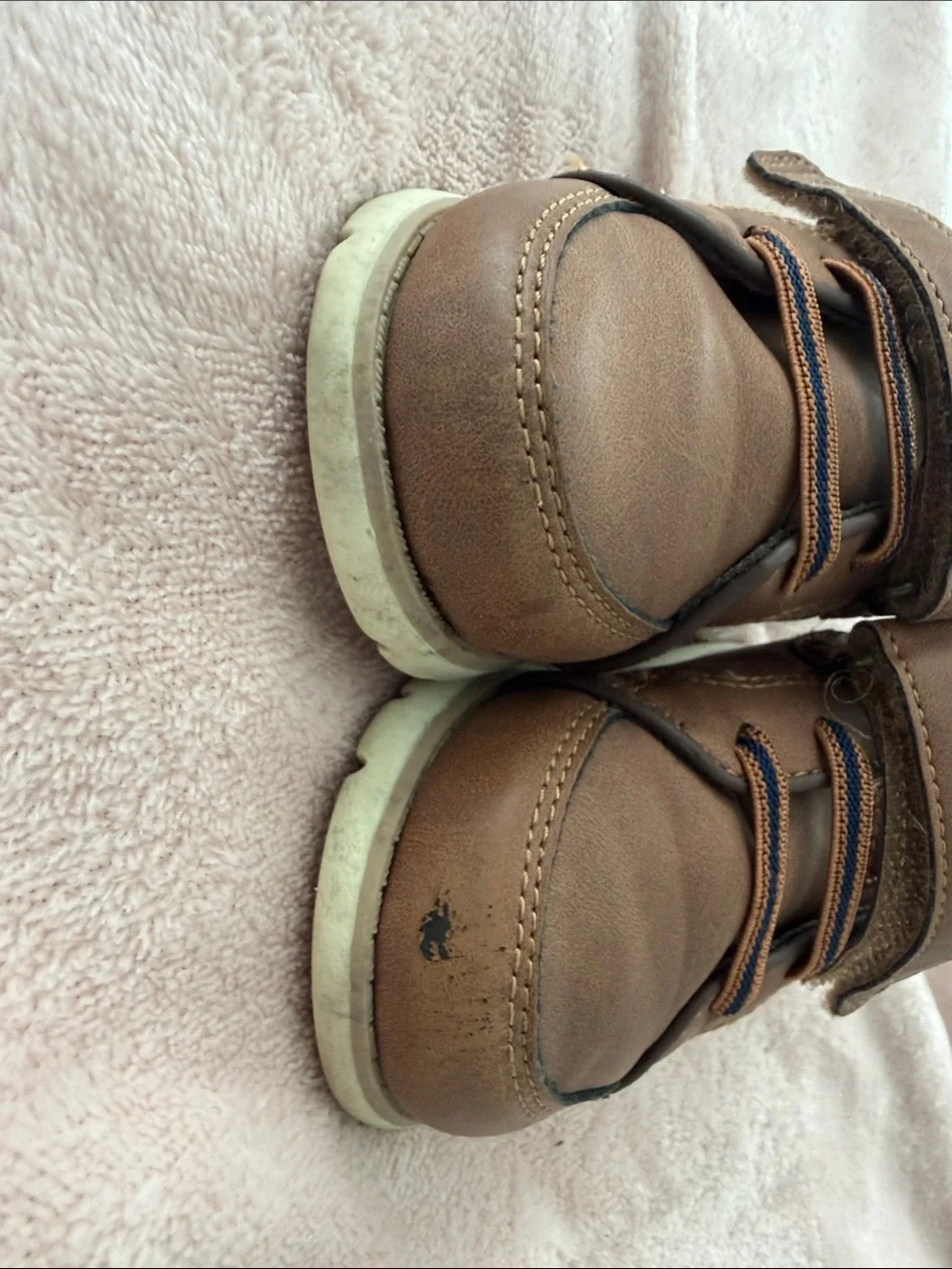 Stride Rite Brown Leather-Look Kids Hook-and-Loop Shoes